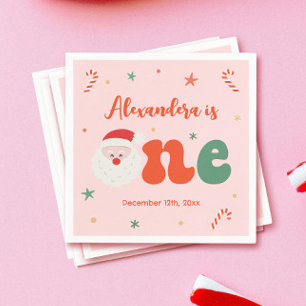 Rosa Weihnachten 1. Geburtstag Party Serviette