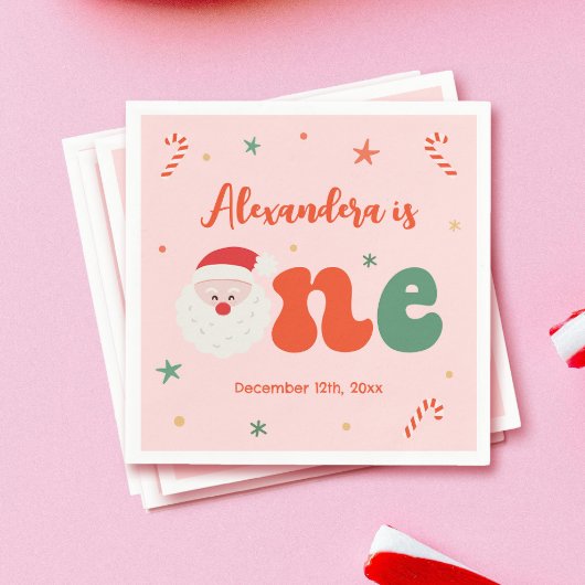 Rosa Weihnachten 1. Geburtstag Party Serviette