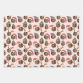 Rosa Weihnachten Crew Drei Fotos Custom Geschenkpapier Set (Vorderseite 2)