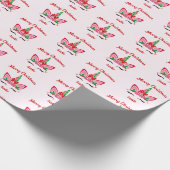 Rosa Weihnachten Einhorn Custom Geschenk Geschenkpapier (Ecke)