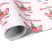 Rosa Weihnachten Einhorn Custom Geschenk Geschenkpapier (Rolleneckpunkt)