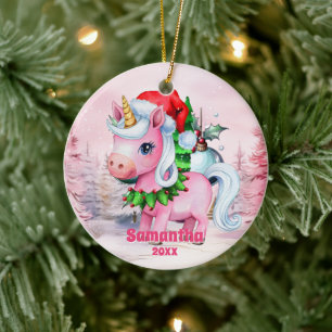 Rosa Weihnachten Einhorn Kinder Foto Ornament