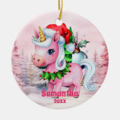 Rosa Weihnachten Einhorn Kinder Foto Ornament (Vorne)
