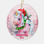 Rosa Weihnachten Einhorn Kinder Foto Ornament (Links)