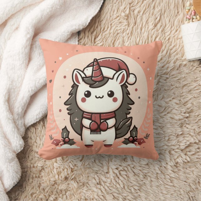 Rosa Weihnachten Einhorn Kissen (Decke)
