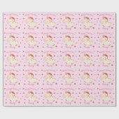 Rosa Weihnachten Einhorn Urlaub Personalisiert Geschenkpapier (Flach)