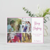 Rosa Weihnachten Foto Weihnachtskarte (Stehend Vorderseite)