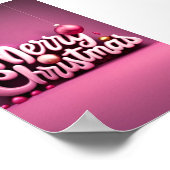 Rosa Weihnachten Frohe Weihnachtsfeiertag 3D-Schri Poster (Ecke)