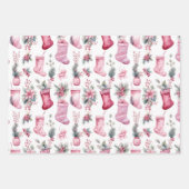 Rosa Weihnachten Geschenkpapier Set (Vorderseite 3)