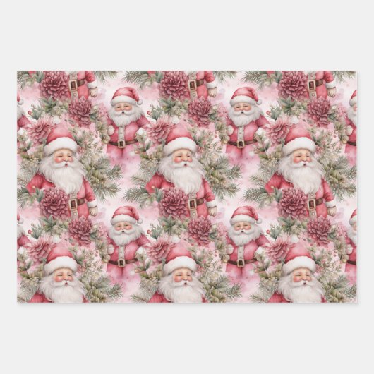 Rosa Weihnachten Geschenkpapier Set (Vorderseite)