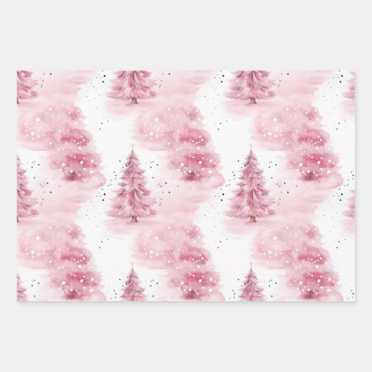 Rosa Weihnachten Geschenkpapier Set (Vorderseite)