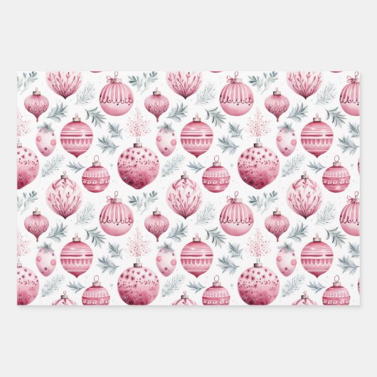 Rosa Weihnachten Geschenkpapier Set (Vorderseite 2)