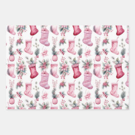 Rosa Weihnachten Geschenkpapier Set