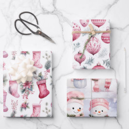 Rosa Weihnachten Geschenkpapier Set