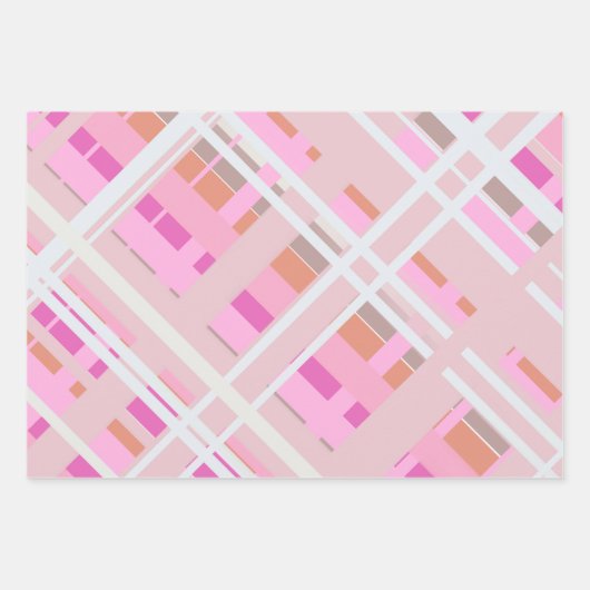 Rosa Weihnachten kariert röstelig Geschenkpapier Set (Vorderseite 2)