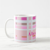Rosa Weihnachten karierte Monogramm rot weiß Moder Kaffeetasse (Links)