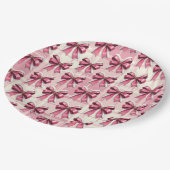 Rosa Weihnachten Karierte Weihnachtsmänner Pappteller (Schrägansicht)