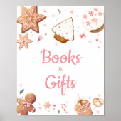 Rosa Weihnachten Keksbücher und Geschenke Poster (Vorne)