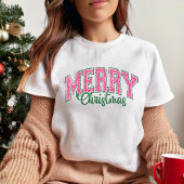 Rosa Weihnachten mit Glitzer wie Retro Fett T-Shirt