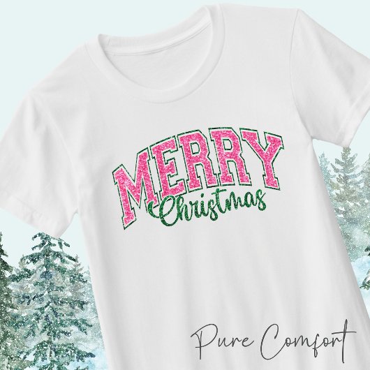 Rosa Weihnachten mit Glitzer wie Retro Fett T-Shirt