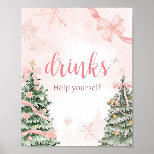 Rosa Weihnachten mit kalten Outside Baby Dusche Ge Poster (Vorne)
