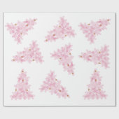 Rosa Weihnachten Moderne Weihnachtsbaumen Geschenkpapier (Flach)