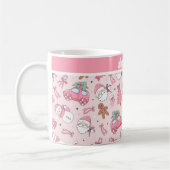 Rosa Weihnachten Nahtlos personalisierbar Kaffeetasse (Links)
