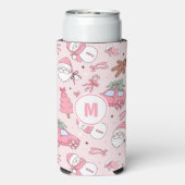 Rosa Weihnachten Nahtlos personalisierbar Selters Dosenkühler (Seltzer Rückseite)