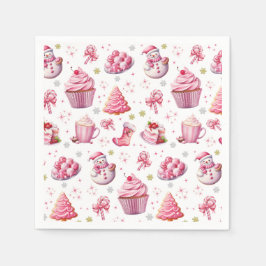 Rosa Weihnachten Niedlicher Spaß süß Serviette