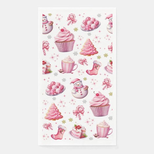 Rosa Weihnachten Niedlicher Spaß süß Serviette (Vorderseite)