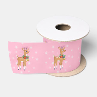 Rosa Weihnachten Retro Rudolph Rentier Satinband