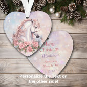 Rosa Weihnachten Rose Bouquet Weißes Pferd Kinder Ornament