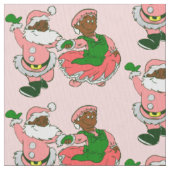 rosa weihnachten schwarzer weihnachtsmann ehefrau stoff (Nahaufnahme)