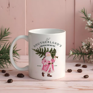 Rosa Weihnachten Vintage Weihnachtsmann Farm Frisc Kaffeetasse