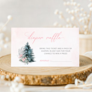 Rosa Weihnachts-Baby-Shower-Diaper-Raffle Begleitkarte
