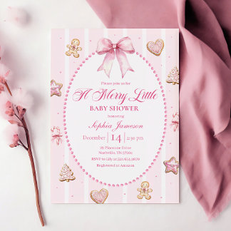 Rosa Weihnachts-Baby-Shower-Einladung Einladung