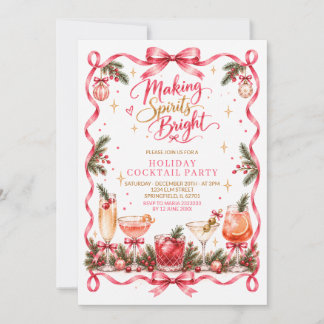 Rosa Weihnachts-Cocktailparty 'Make Spirits Bright Einladung