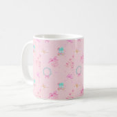 Rosa Weihnachts-Coquette-Bow nahtloses Muster Kaffeetasse (Vorderseite Links)
