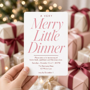 Rosa Weihnachts-Dinnerparty  Einladung