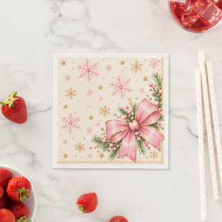 Rosa Weihnachts-Geburtstagsservietten | Eleganter Serviette