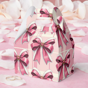 Rosa Weihnachts-Kariert Santa-Schleifen   Geschenkschachtel