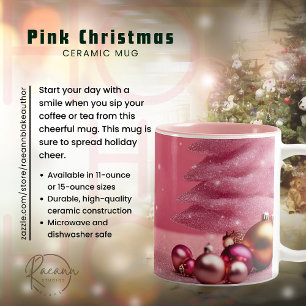 Rosa Weihnachts-Keramik-Tasse Zweifarbige Tasse