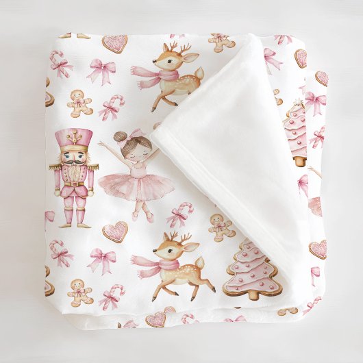Rosa Weihnachts-Nussknacker-Flanelldecke Fleecedecke
