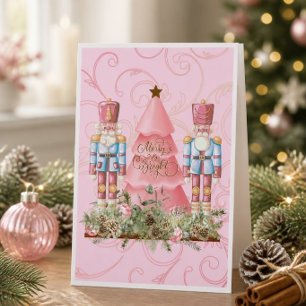 Rosa Weihnachts-Nussknacker und Weihnachtsbaum-Wei Karte