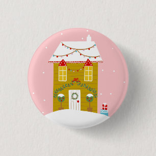 Rosa Weihnachts-Party Kindergeburtstag Urlaub Button