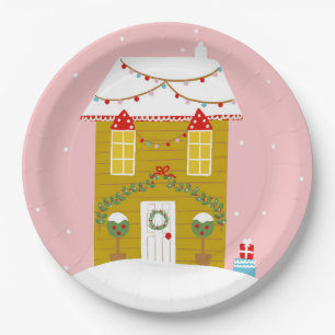 Rosa Weihnachts-Party Kindergeburtstag Urlaub Pappteller