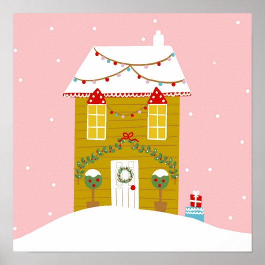 Rosa Weihnachts-Party Kindergeburtstag Urlaub Poster (Vorne)