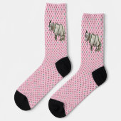 Rosa Weihnachts-Pferdesocken Socken (Linkes Detail)