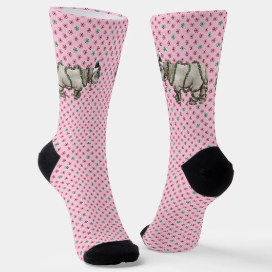 Rosa Weihnachts-Pferdesocken Socken (Gewinkelt)