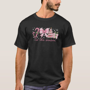 Rosa Weihnachts-Schleife Candy Cane Coquette Retro T-Shirt